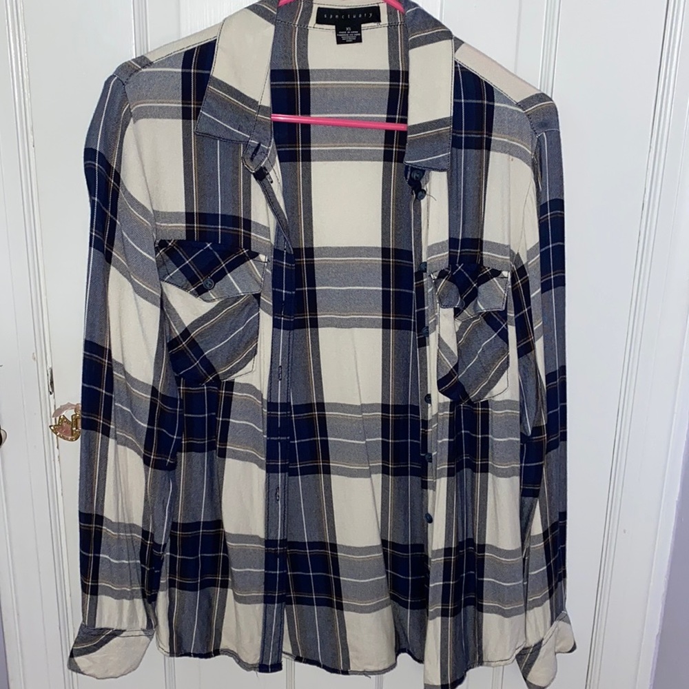 plaid sanctuary long sleeve women’s shirt